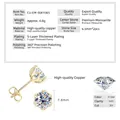 Pendientes de moissanita dorados con visualización detallada de los parámetros. - Estilo con Borde de Cuentas / 1 ct / Dorado