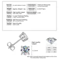 Pendientes de moissanita premium de 2 quilates con engaste de cobre de 3 puntas D VVS1 - Botones Moissanita Cuatro Garras / 1 ct / Plateado
