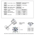 Elegantes pendientes de moissanita de 7,5 mm con engaste de 3 garras en plateado - Botones Moissanita Cuatro Garras / 1.5 ct / Plateado