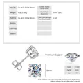 Pendientes de moissanita de 8mm 4.0ct color D claridad VVS1 con engaste de 3 garras - Botones Moissanita Cuatro Garras / 2 ct / Plateado