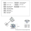 8mm 4.0ct Moissanite stud earrings in D color VVS1 clarity with three-prong setting - Four Claw Moissanite Studs / 2 ct / Silver