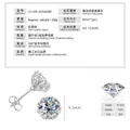 Pendientes de moissanita de 4 quilates color D VVS1 con montura de cobre de 3 puntas - Estilo Capullo de Flor / 2 ct / Plateado