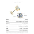 Pendientes de moissanita de 2 quilates con tres garras, baño de oro de 14K para mujer - Estilo de 4 Garras / 1 ct / Dorado