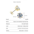 Pendientes solitarios de moissanita chapados en oro de 14K con brillantes piedras de 3ct - Estilo de 4 Garras / 3 ct / Dorado