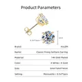 Pendientes de moissanita bañados en oro de 14K con piedras brillantes de 6mm y 0,5ct - Estilo de 4 Garras / 0.5 ct / Dorado