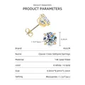 Pendientes de moissanita premium con engaste de oro de 14K y diseño de corte redondo de 8,8 mm - Pendientes de Moissanita de Cuatro Garras / 0.1 ct / Dorado