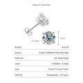 Pendientes de moissanita de 1ct clásicos para mujer con engaste relleno de oro de 14K - Pendientes de Moissanita de Cuatro Garras / 1 ct / Plateado
