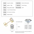Elegant oval cut Moissanite stud earrings with detailed product specification chart - Oval Style / 5x7mm / Gold