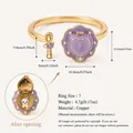 Märchenhafte Lebkuchenhaus-Serie, öffenbarer Emaille-Herzring in Violett und Gold-Optik - Violette Tasse-Ring zum Öffnen