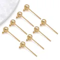 Set of gold-plated brass ball stud earring posts for DIY jewelry making projects - 925 Sterling Silver Pin Stud (4*16mm)