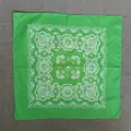 Vibrant green polyester paisley bandana headscarf with detailed white floral patterns - 54*54CM / Green