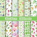 Detail of 24 floral and butterfly pattern scrapbook paper sheets, size 30x30cm. - Spring Collection / 30x30cm (24 Sheets)