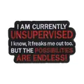 Funny enamel badge pin featuring 'I AM CURRENTLY UNSUPERVISED' humorous slogan - Nightmare Dreams Style (QHXZ6827)