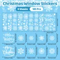 Detailed size chart for 185pcs Christmas white snowflake static window stickers. - White Snowflake And Winter Greetings (SD26192)
