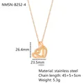 Elegant rose gold stainless steel double heart necklace showing dimensions and weight - 18K Gold / Rose Gold Double Heart Stainless Steel Necklace (NMSN-B252-4)