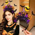Creative Halloween headband featuring glitter pumpkins and bats for festive cosplay costumes - 6# Pumpkin Bat Stripes