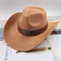 Cappello da cowboy Western color cammello con fibbia a testa di toro e fascia floreale - Stile Con Stampa Testa Di Toro / Beige scuro