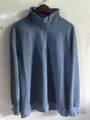 Felpa da uomo blu in maglia a nido d'ape con collo alto e mezza zip frontale - Taglia S / Celeste