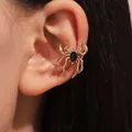 Gothischer vergoldeter Spinnen-Ohrclip aus Legierung mit schwarzem Strass für Damen - Einzelner Spinne Ohrclip (M-570) / Gold
