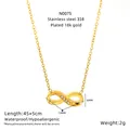 Elegant 18k gold plated stainless steel infinity necklace with small crystal stones - Gold 4-Stone Style (N0075)