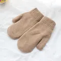 Morbide e calde muffole in misto pelo di coniglio marrone chiaro per donne e bambini - Kaki