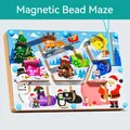 Wooden magnetic bead maze toy with Christmas theme for educational color sorting - New Christmas Maze