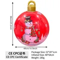 Inflatable red Christmas ball with snowman design, 25.2-inch outdoor holiday decoration - Black Hat Snowman Style (Inflatable Handle) / Red