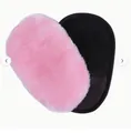 Double-sided car wash mitt with pink faux wool and black mesh scrubbing surface - Double-Sided Mesh Faux Wool Style / Pink