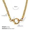 Gold stainless steel geometric chain necklace with 46cm length and spring clasp - Curb Chain / Gold Style (XL482G)