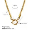 Gouden roestvrijstalen cuban chain ketting met grote ronde veerring sluiting. - Gouden Halsketting (XL482G)