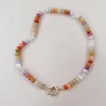 Veelkleurige telraam kraalketting met vergulde veerringsluiting in snoep regenboogtinten - Fruitkleuren (43cm)