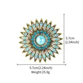 Vintage sunburst rhinestone brooch in light blue with size and weight 25.9g specifications - Blue Sunflower Rhinestone Style (XD824537)