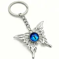 Silberner Schlüsselanhänger im Gothic-Stil mit Schmetterling und blauem Auge-Glas-Cabochon - Schmetterling Schlüsselanhänger / Schlüsselanhänger / Silber (Blaues Auge)