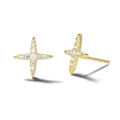 Elegant S925 sterling silver gold-plated star cross stud earrings with sparkling crystals - 925 Silver / 18K Gold