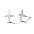 Elegant S925 sterling silver four-pointed star stud earrings encrusted with zircon. - 925 Silver / White Gold