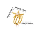 Elegant 18K gold-plated stainless steel starfish open ring featuring a white faux pearl center - Gold Starfish Three-Layer Open Ring (G81410425)