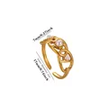 Elegant 18K gold plated stainless steel open ring featuring imitation pearls and geometric design - Gold Geometric Hollow Three Artificial Pearls (G5269845)
