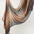 Elegant ethnic print viscose hijab for women in brown and teal gradient design - Earth Tone Ethnic Pattern (YW446-2#) / 180x70cm