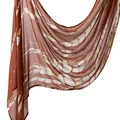 Red and white tie-dye patterned rayon headscarf with an elegant draped texture for women - Brick Red and White Wave Tie-dye (YW414-2#) / 180x70cm
