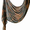 Lightweight viscose hijab scarf with brown snakeskin print in a draped view - Brown Black Snake Animal Print (YW415-1#) / 180x70cm