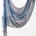 Soft printed rayon hijab scarf with blue and purple abstract watercolor cloud pattern - 180x70cm / Blue-Purple Artistic Print (YW421-1#)