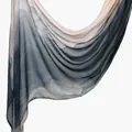 Elegant printed viscose headscarf featuring a grey and blue watercolor wash pattern. - 180x70cm / Navy Blue to Grey Pink Gradient (YW430-1#)