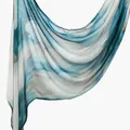 Elegant rayon printed headscarf with blue watercolor ethnic pattern variant for women - 180x70cm / Lake Blue Artistic Rendering (YW431-1#)