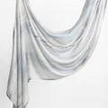 Elegant white cotton headscarf with soft blue marble print for women - 180*70cm / Blue-White Watercolor Stripes (YW449-1#)