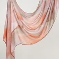 Ethnic style rayon printed headscarf in soft pink and orange watercolor abstract pattern - 180*70cm / Pink Coffee Gradient Ink (YW434-1#)