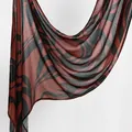 Elegant ethnic style rayon headscarf with marble print in red and grey tones - 180cm x 70cm / Reddish Brown Wave Marble Pattern (YW460-1#)