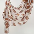 Viscose printed headscarf with brown abstract leopard pattern for women fashion - 180cm x 70cm / Light Beige Brown Leopard Print (YW466-1#)