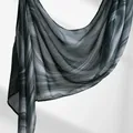 Ethnic style rayon headscarf featuring a dark grey marble print and soft draping - 180cm x 70cm / Grey Black Marble Pattern (YW472-1#)