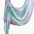 Ethnic style rayon headscarf with floral print in pastel pink and green - 180*70 / Fresh Macaron Floral (YW512-1#)
