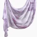 Elegant purple marble print rayon headscarf with lightweight draped fabric for women - 180*70 / Purple-White Gradient Smudge (YW491-1#)